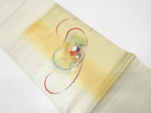 引箔　花模様刺繍名古屋帯